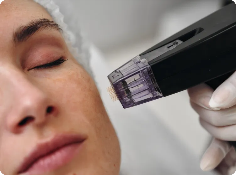 person about to begin the microneedling facial treatment